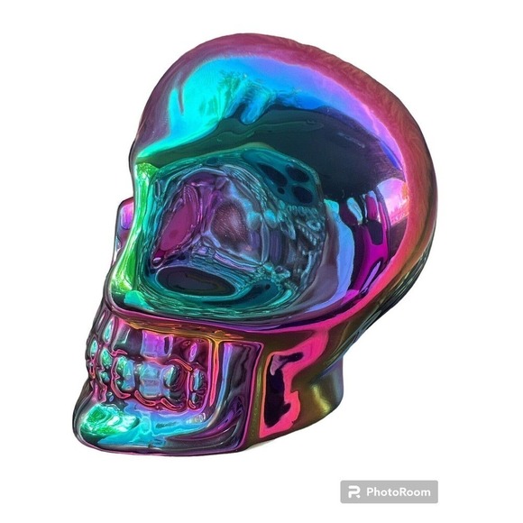 Iridescent Porcelain Halloween Skull - Picture 5 of 9